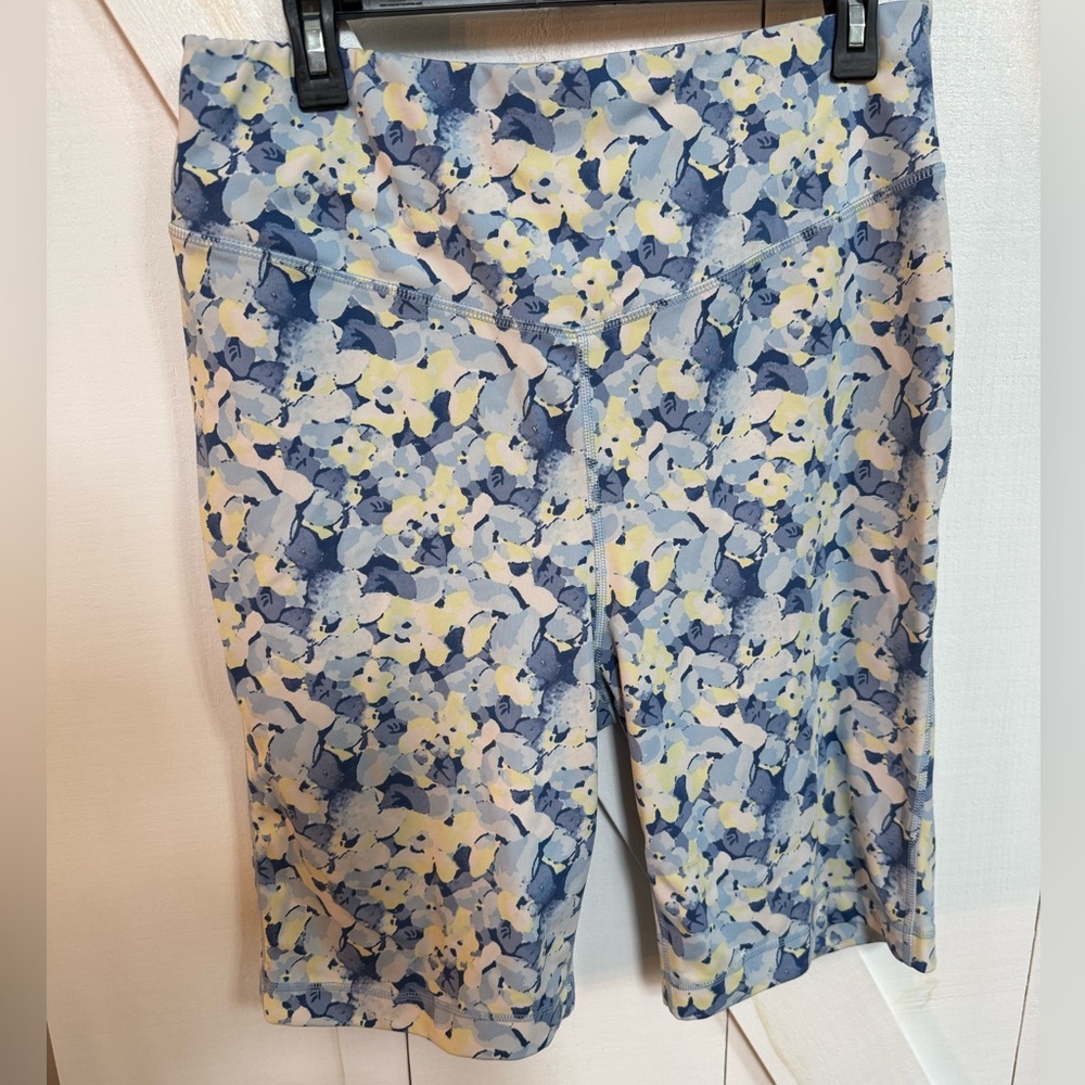 ZELOS Women's Floral Athletic Shorts in Blue, Yellow & White